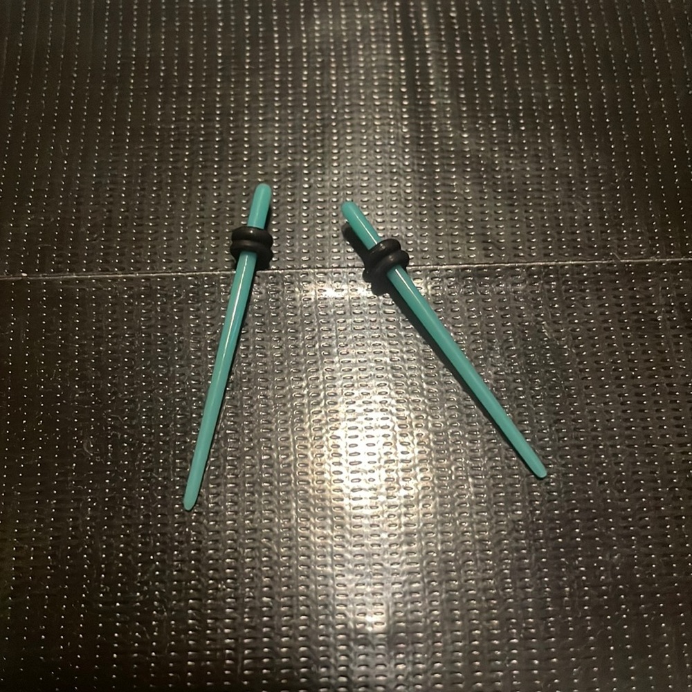 Teal acrylic tapers